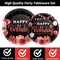 96 Pieces Red and Black Tableware Set Confetti Sprinkles Happy Birthday Party Decorations Table Decors for Men Women Plates Napkins Forks for 24 Guests